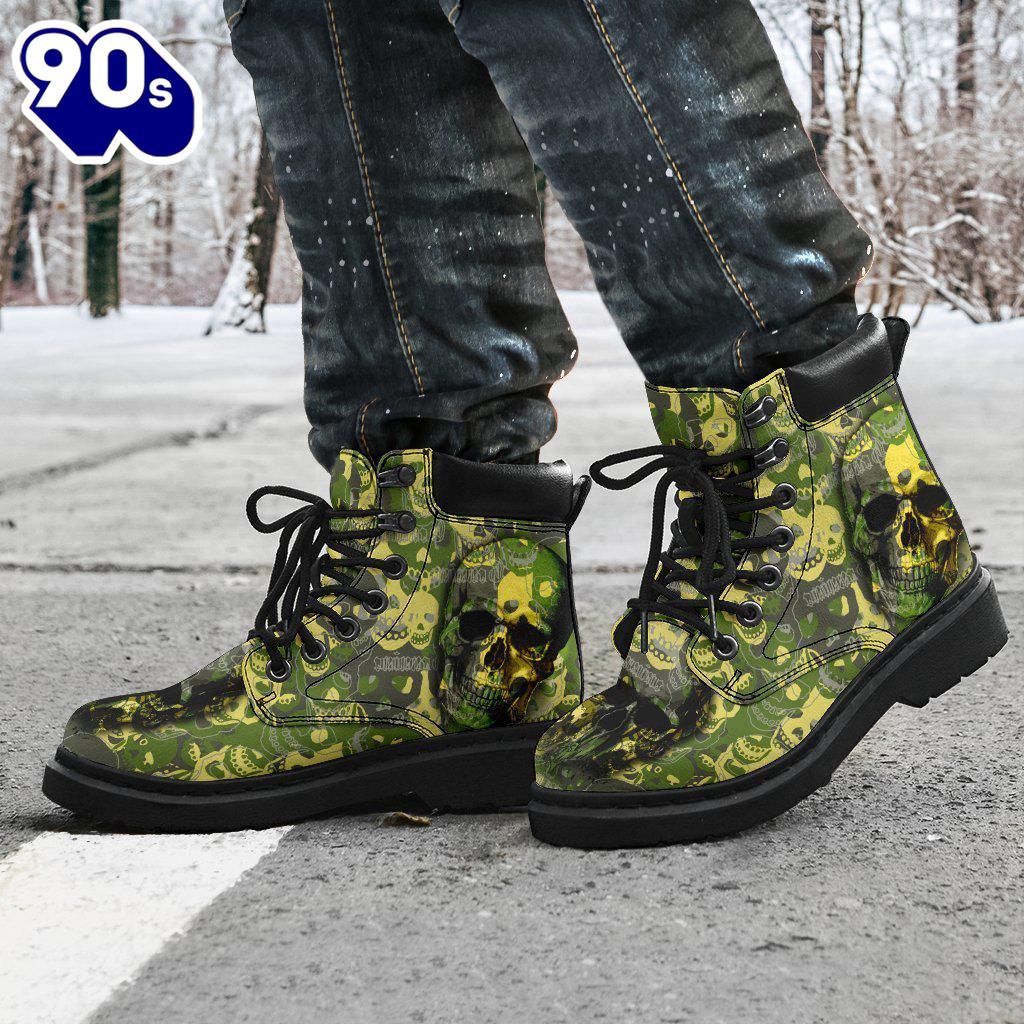 Camo Skull Leather Boots Amazing Gift Idea Camo Skull Leather Boots Amazing Gift Idea