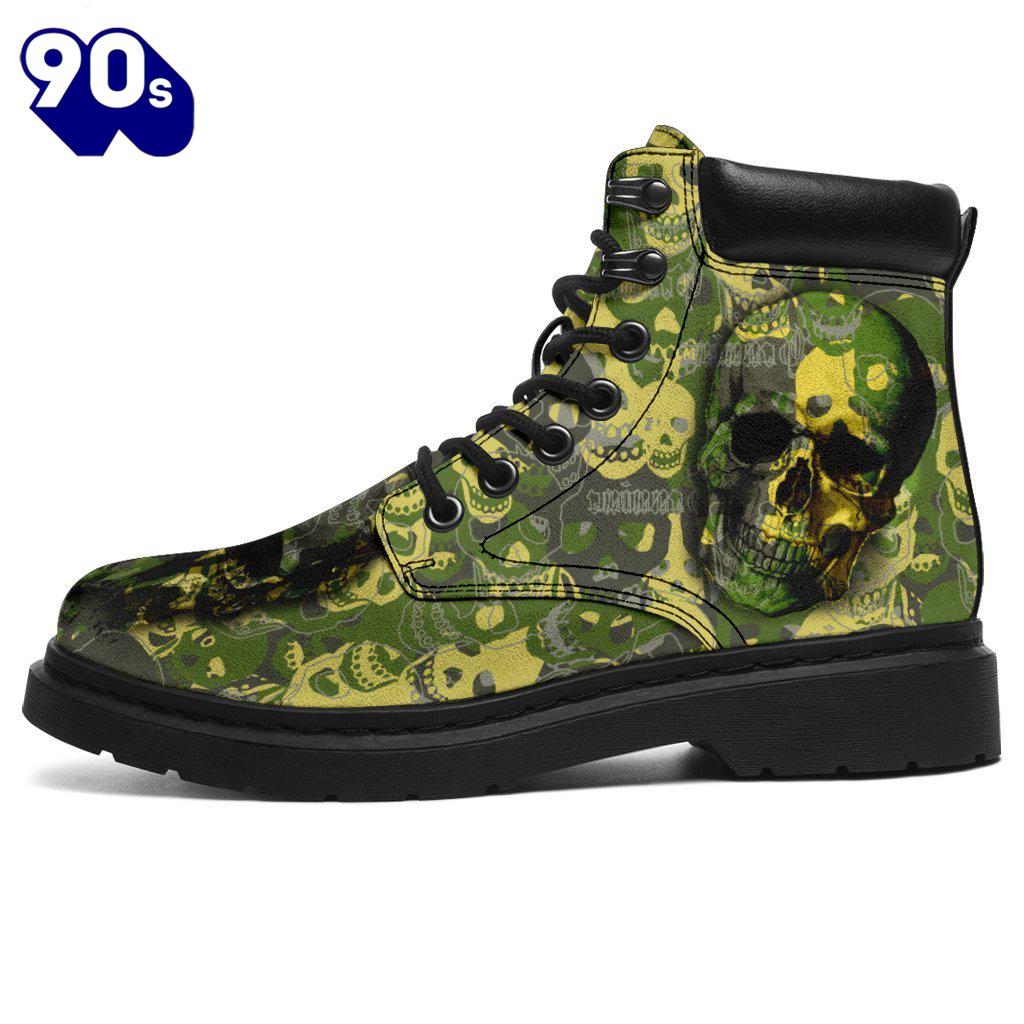 Camo Skull Leather Boots Amazing Gift Idea Camo Skull Leather Boots Amazing Gift Idea