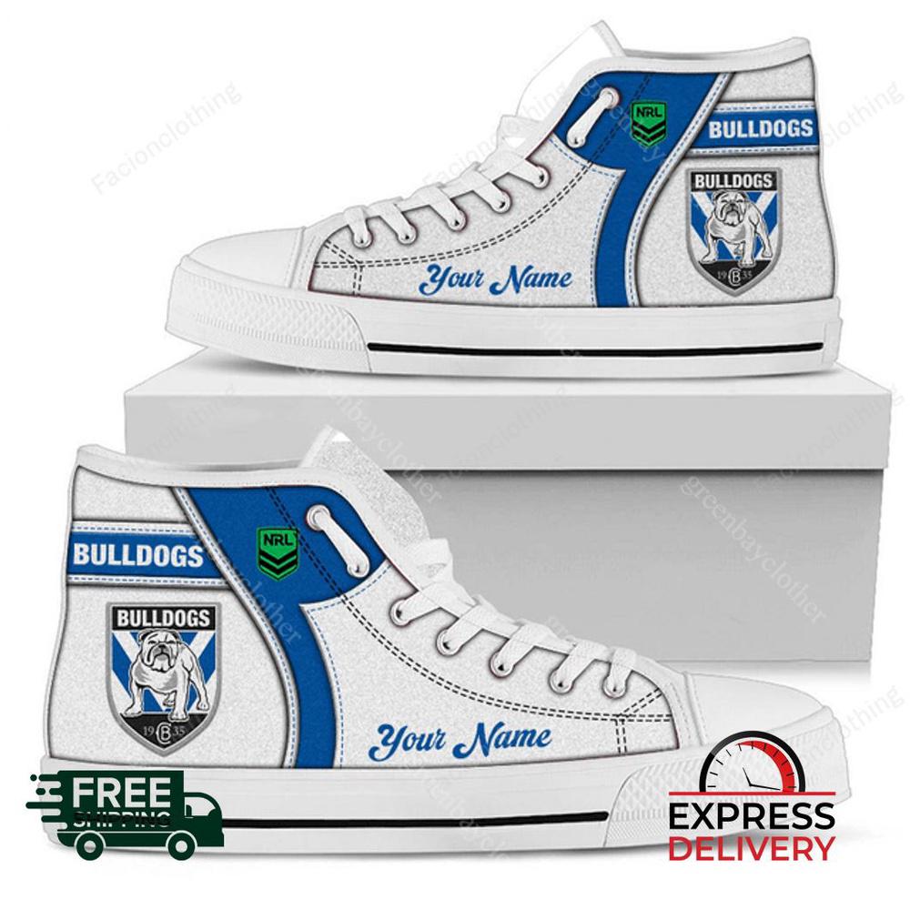 Canterbury Bankstown Bulldogs NRL Personalized High Top Canvas Shoes Canterbury Bankstown Bulldogs NRL Personalized High Top Canvas Shoes