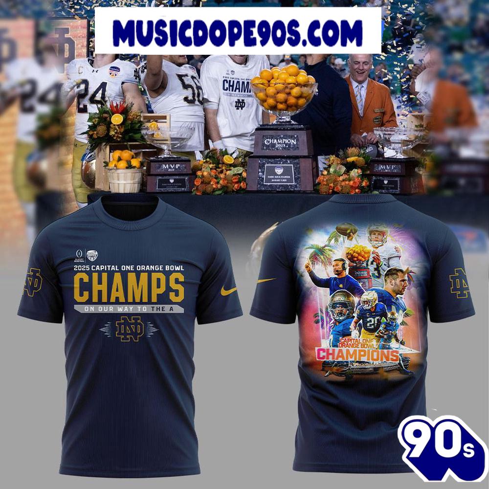 Capital One Orange Bowl Champs 2025 Notre Dame Football Team T-Shirt Capital One Orange Bowl Champs 2025 Notre Dame Football Team T-Shirt