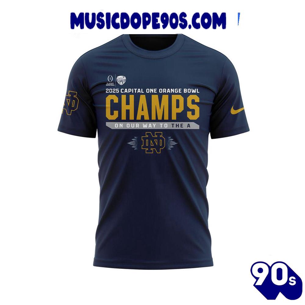 Capital One Orange Bowl Champs 2025 Notre Dame Football Team T-Shirt Capital One Orange Bowl Champs 2025 Notre Dame Football Team T-Shirt