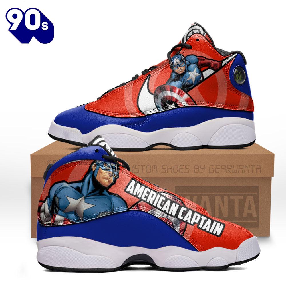 Captain American Air Jordan 13 Sneakers Super Heroes Custom Shoes Captain American Air Jordan 13 Sneakers Super Heroes Custom Shoes