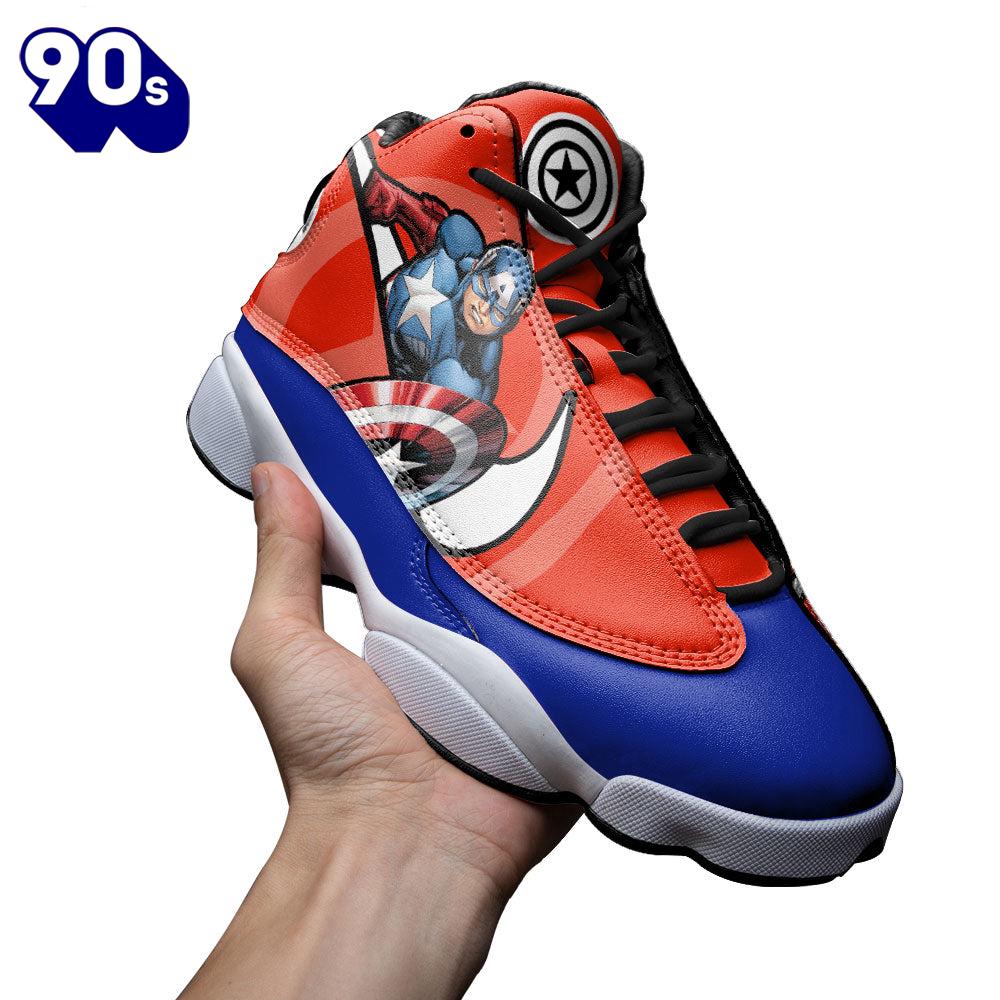 Captain American Air Jordan 13 Sneakers Super Heroes Custom Shoes Captain American Air Jordan 13 Sneakers Super Heroes Custom Shoes
