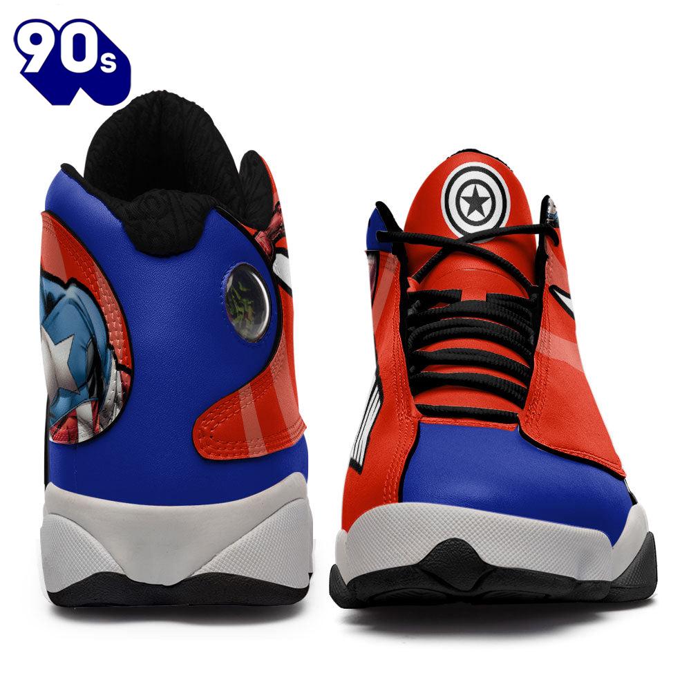 Captain American Air Jordan 13 Sneakers Super Heroes Custom Shoes Captain American Air Jordan 13 Sneakers Super Heroes Custom Shoes