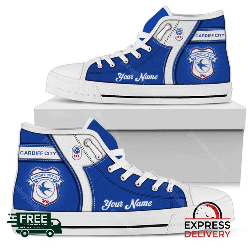 Cardiff City Personalzied High Top Canvas Shoes Cardiff City Personalzied High Top Canvas Shoes
