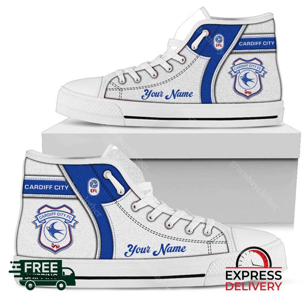 Cardiff City Personalzied High Top Canvas Shoes Cardiff City Personalzied High Top Canvas Shoes