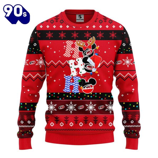 Carolina Hurricanes Hohoho Mickey Christmas Ugly Sweater  Gift Christmas