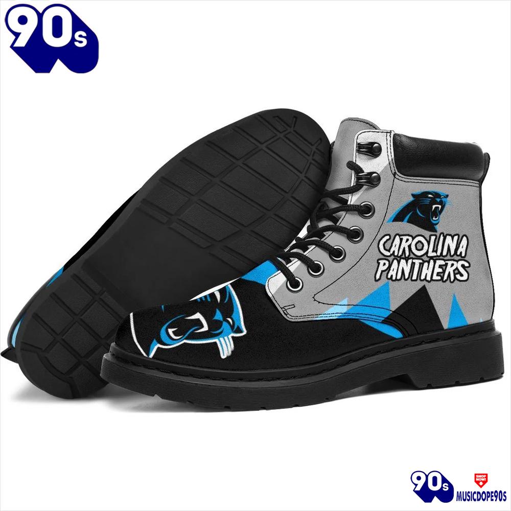 Carolina Panthers All Season Boots Casual Shoes Vegan Leather Custom Boot Shoes Carolina Panthers All Season Boots Casual Shoes Vegan Leather Custom Boot Shoes
