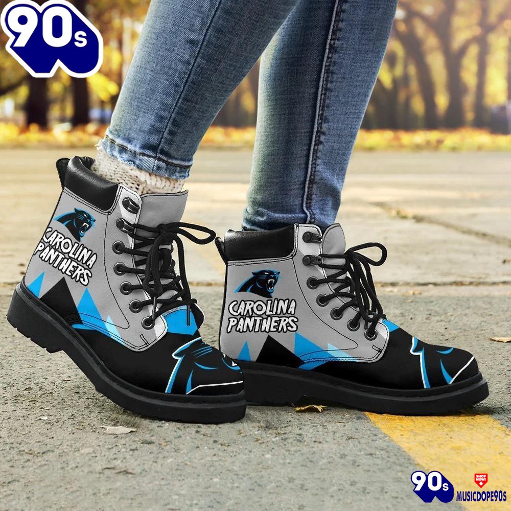 Carolina Panthers All Season Boots Casual Shoes Vegan Leather Custom Boot Shoes Carolina Panthers All Season Boots Casual Shoes Vegan Leather Custom Boot Shoes