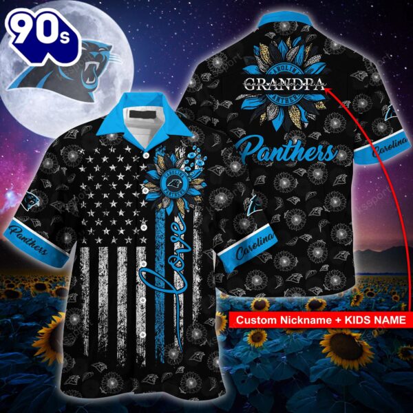 Carolina Panthers NFL-Hawaii Shirt Sunflower Custom Your Nickname,Kids Name Best Gift For Mother Day,Father Day