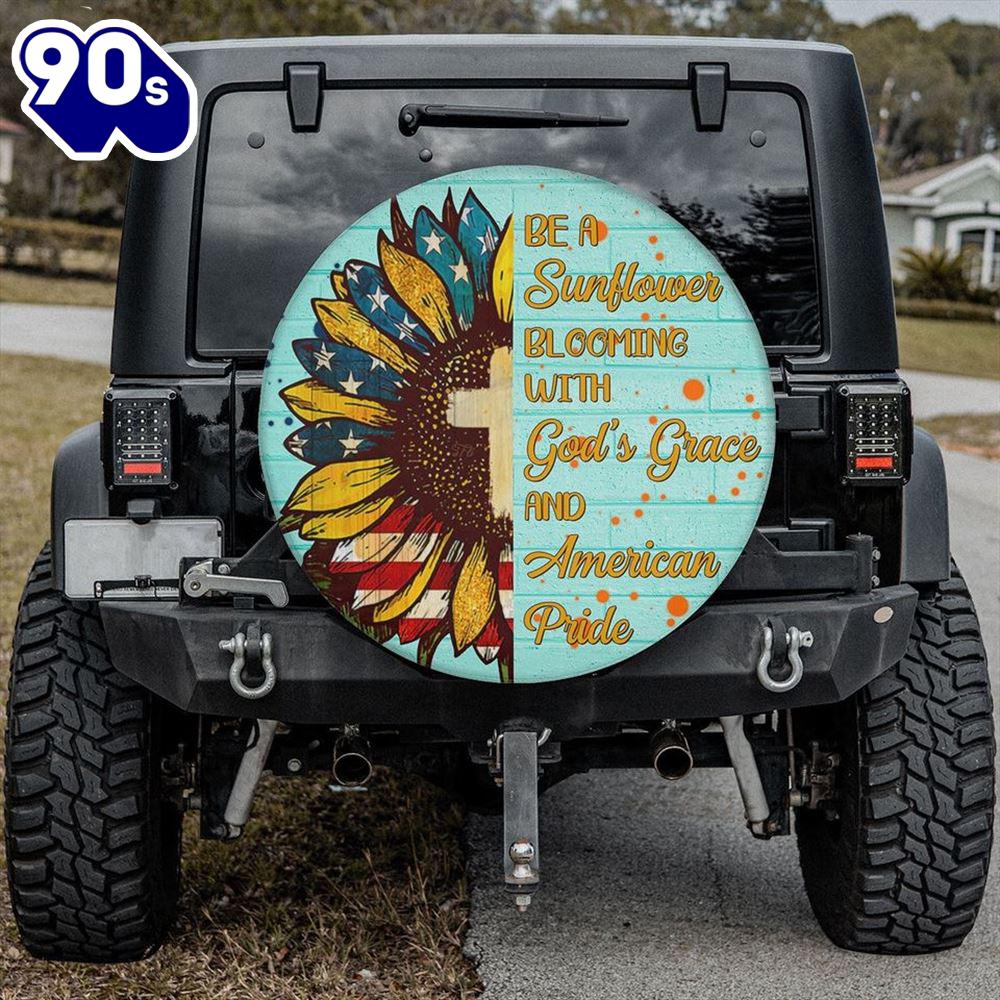 Cartoon Sunflower Artwork Tire Cover - Be A Sunflower Tire Cover - Christian Tire Cover Car Decor Cartoon Sunflower Artwork Tire Cover - Be A Sunflower Tire Cover - Christian Tire Cover Car Decor