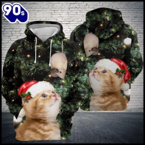 Cat Christmas Hoodie All Over Print  , Pet Christmas 3d Shirt