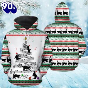 Cat Music Christmas Hoodie All Over Print  , Pet Christmas 3d Shirt