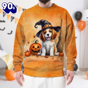 Cavalier King Charles Spaniel Dog In Spooky Autumn Halloween 3D Shirt  For Man And Women