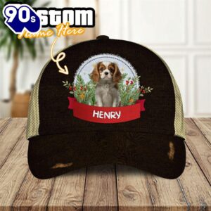 Cavalier King Charles Spaniel Dog Playful In The Bushes 3D Cap  For Lover Dogs