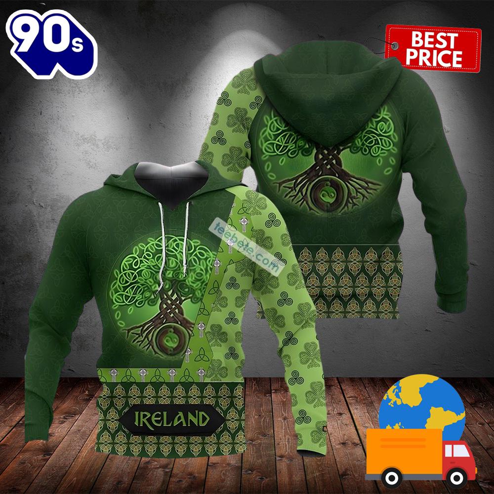 Celtic Tree Of Life St Patrick Day Green 3D Hoodie For Men 2025 Celtic Tree Of Life St Patrick Day Green 3D Hoodie For Men 2025