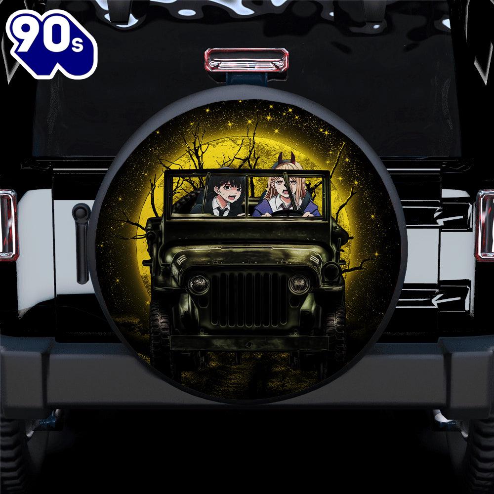 Chainsaw Man Anime Funny Halloween Moonlight Car Spare Tire Covers Gift For Campers Gift Halloween Chainsaw Man Anime Funny Halloween Moonlight Car Spare Tire Covers Gift For Campers Gift Halloween