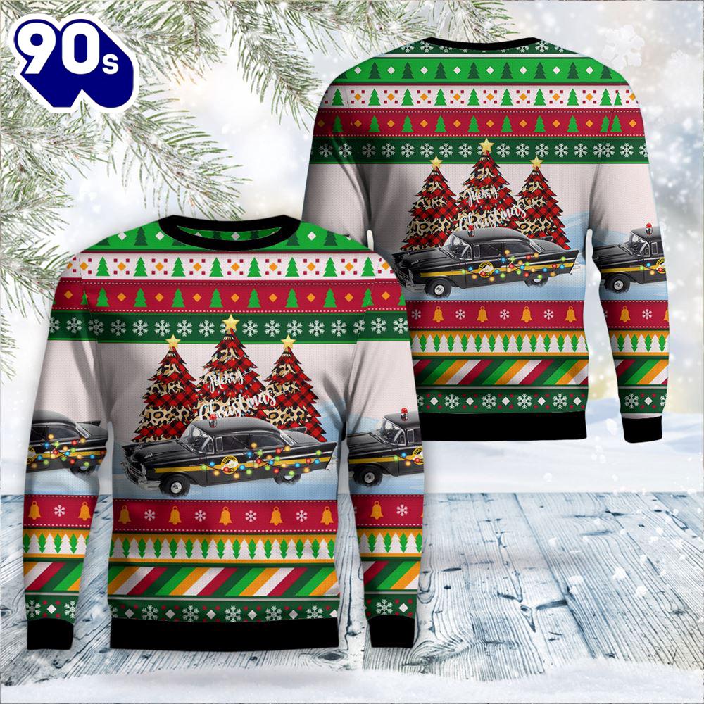Chevrolet 150 Sedan 1957 Kentucky State Police Christmas Aop Ugly Sweater Chevrolet 150 Sedan 1957 Kentucky State Police Christmas Aop Ugly Sweater