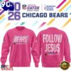 Chicago Bears Crucial Catch Follow Jesus 2026 Pink Sweatshirt, Sport Trend 3D Shirt