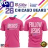 Chicago Bears Crucial Catch Follow Jesus 2026 Pink T Shirt, Sport Trend 3D Shirt