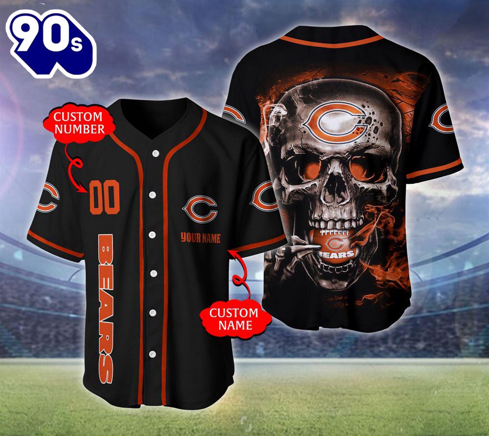 Chicago Bears NFL Skull Logo Personalized Baseball Jersey Chicago Bears NFL Skull Logo Personalized Baseball Jersey