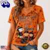 Chicago Bears NFL Snoopy Peanuts Fall Season V Neck T Shirt, NFL Fan V Neck Shirt