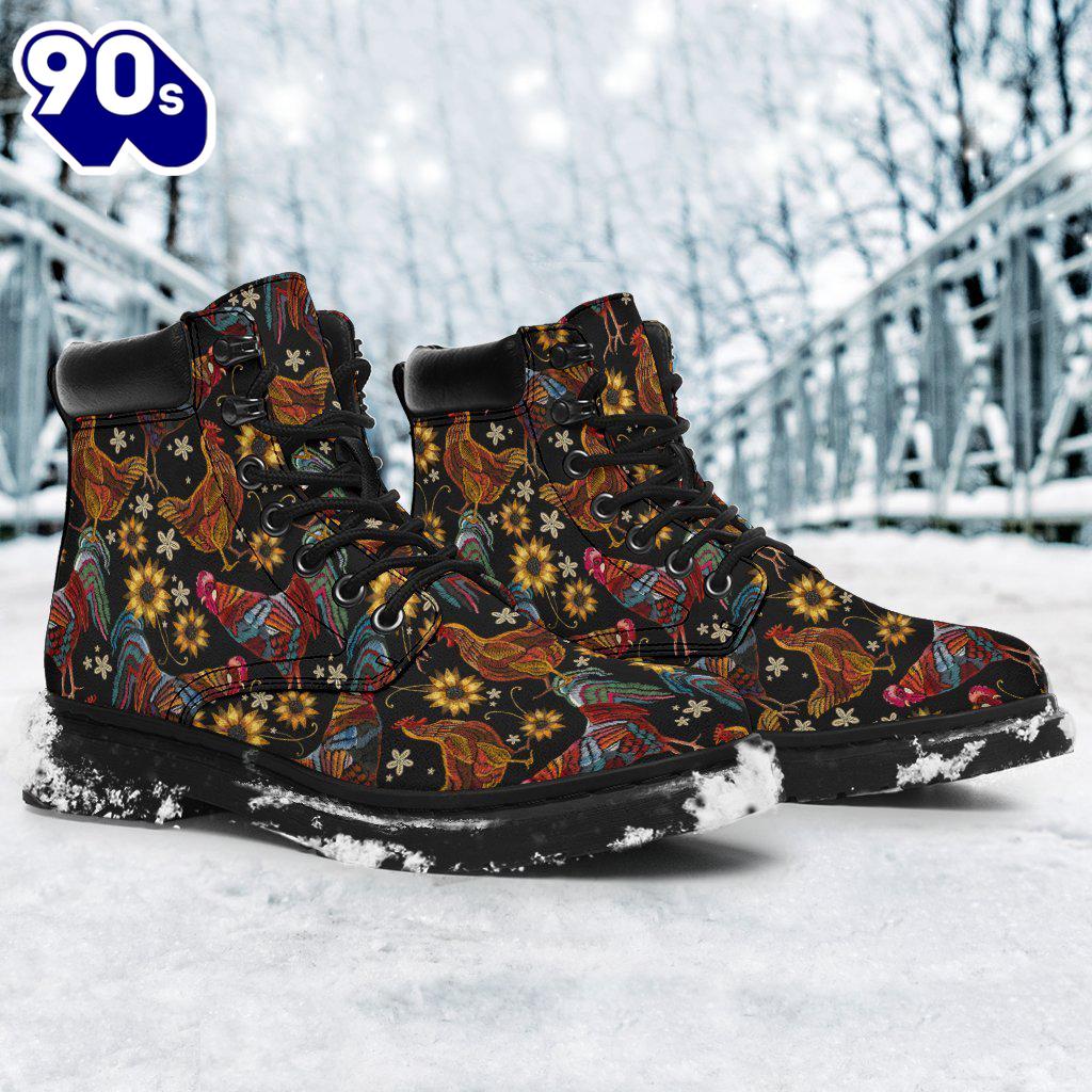 Chicken Leather Boots Animal Custom Shoes Funny Chicken Lover Chicken Leather Boots Animal Custom Shoes Funny Chicken Lover