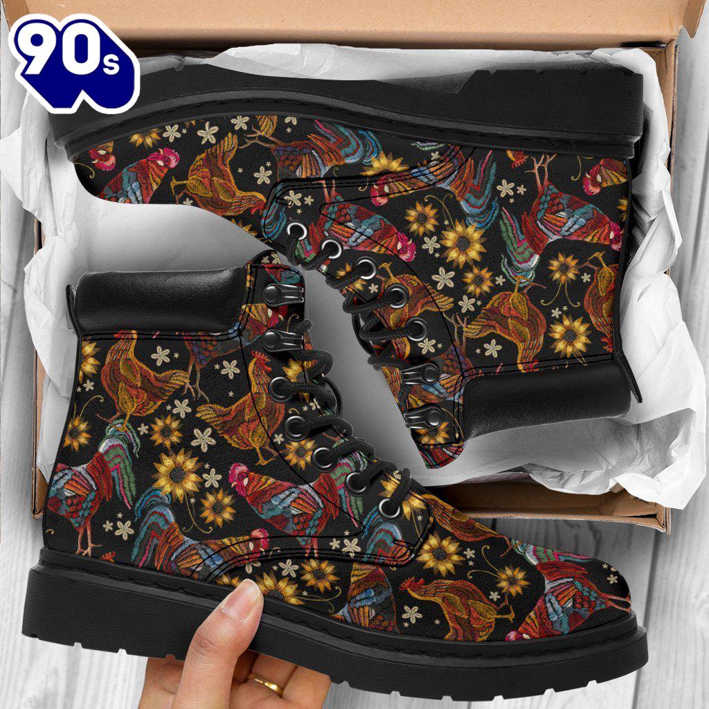 Chicken Leather Boots Animal Custom Shoes Funny Chicken Lover Chicken Leather Boots Animal Custom Shoes Funny Chicken Lover