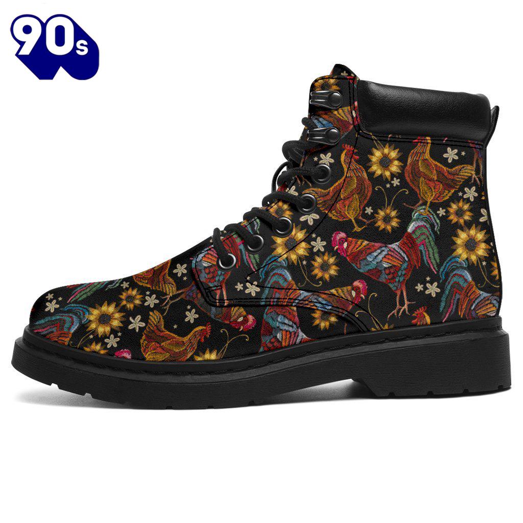 Chicken Leather Boots Animal Custom Shoes Funny Chicken Lover Chicken Leather Boots Animal Custom Shoes Funny Chicken Lover