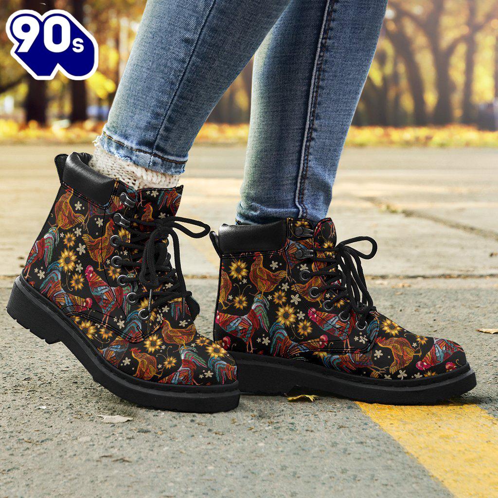 Chicken Leather Boots Animal Custom Shoes Funny Chicken Lover Chicken Leather Boots Animal Custom Shoes Funny Chicken Lover