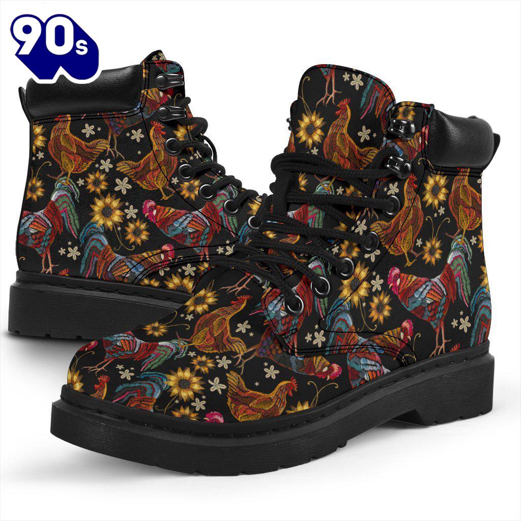 Chicken Leather Boots Animal Custom Shoes Funny Chicken Lover Chicken Leather Boots Animal Custom Shoes Funny Chicken Lover
