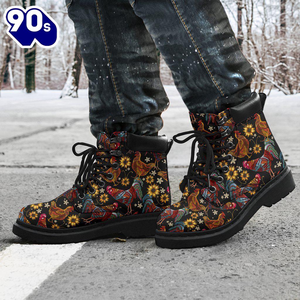 Chicken Leather Boots Animal Custom Shoes Funny Chicken Lover Chicken Leather Boots Animal Custom Shoes Funny Chicken Lover