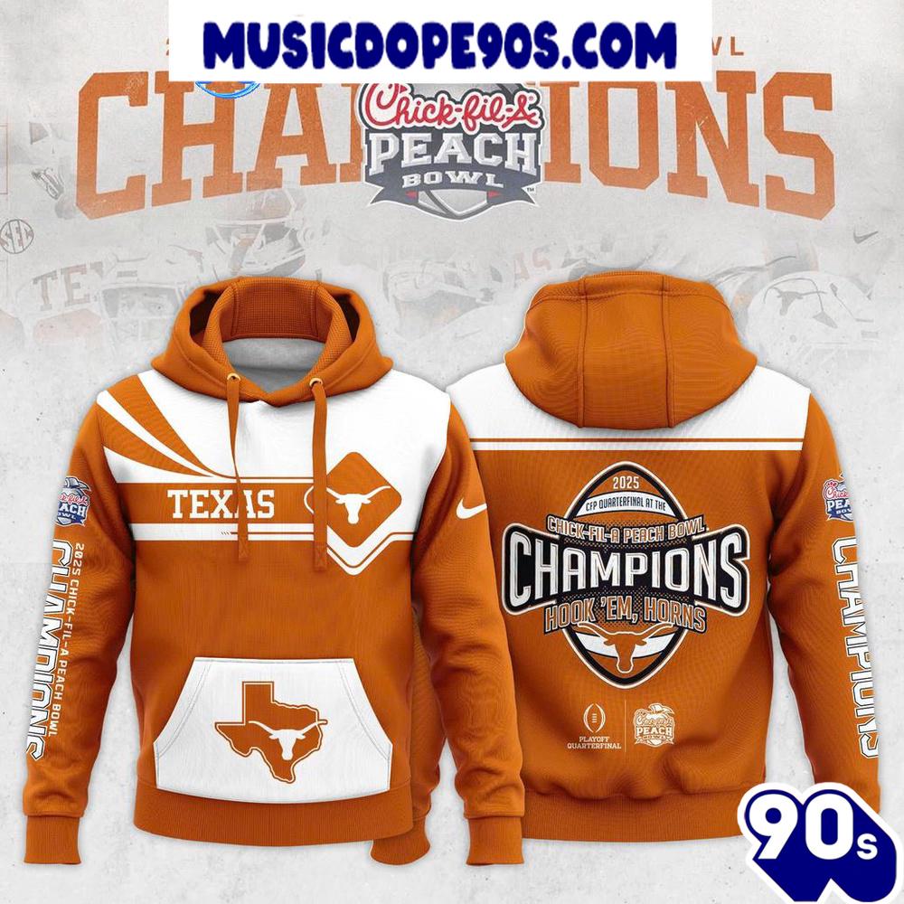 Chick-fil-A Peach Bowl Texas Longhorns Champions 2025 Limited Edition Hoodie Chick-fil-A Peach Bowl Texas Longhorns Champions 2025 Limited Edition Hoodie