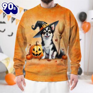 Chihuahua Dog In Spooky Autumn Halloween 3D Shirt  For Man And Women