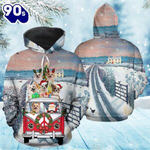 Chihuahua Santa Christmas Hoodie All Over Print  , Pet Christmas 3d Shirt