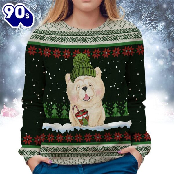 Chow Chow With Snow And Christmas Ugly Sweater