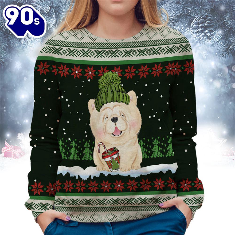 Chow Chow With Snow And Christmas Ugly Sweater Chow Chow With Snow And Christmas Ugly Sweater