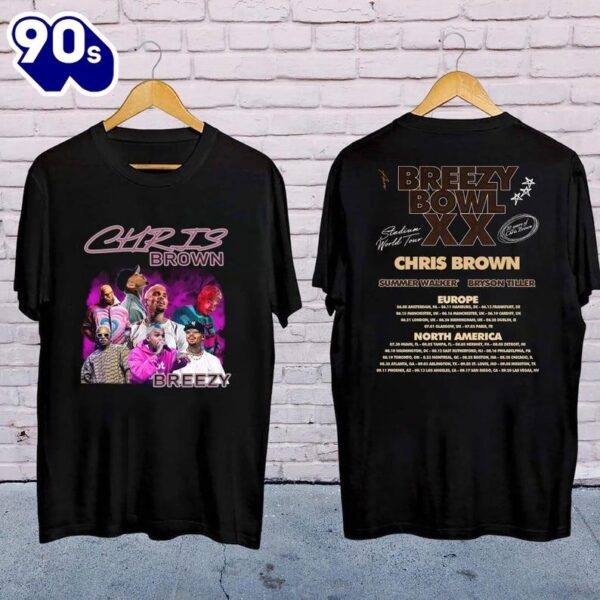 Chris Brown T Shirt Breezy Bowl XX 2025 Chris Brown Tour T-Shirt, Chris Brown Concert 2025 Shirt Brown Shirt For Fans
