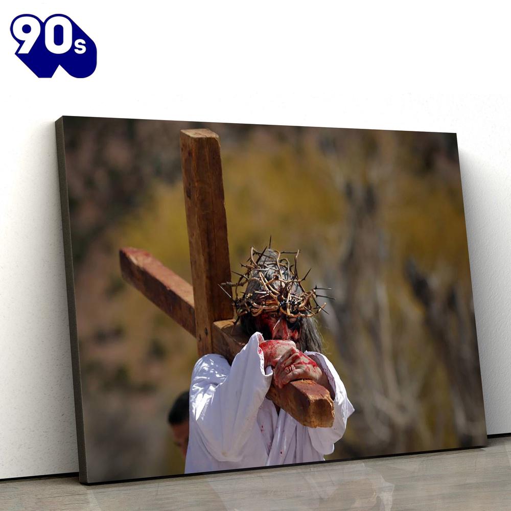 Christ Carrying The Cross Jesus Canvas Wall Art Christ Carrying The Cross Jesus Canvas Wall Art