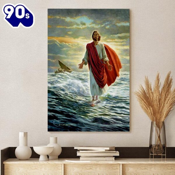 Christ Walking On The Water Canvas Picture Jesus Christ Canvas Art Christian Wall Canvas