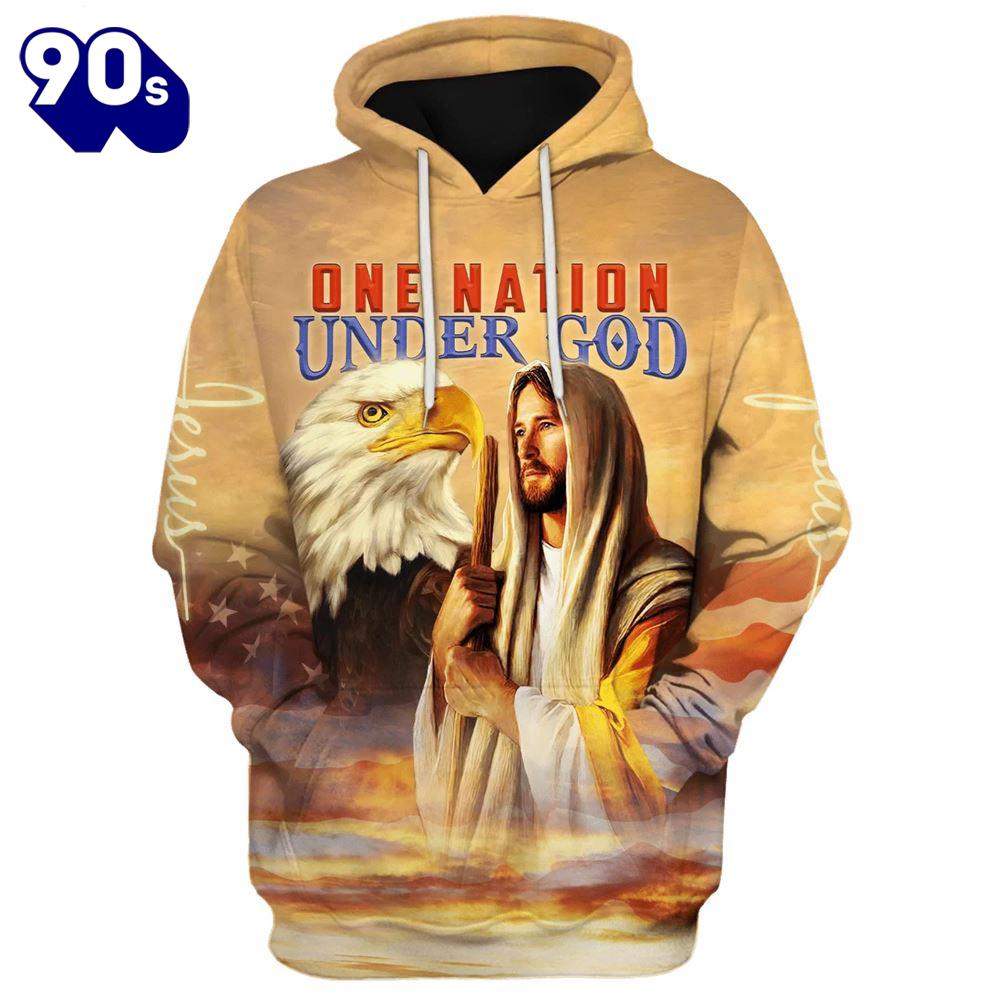 Christian Jesus And Eagle One Nation Under God 3D Hoodies Jesus Hoodie Christian Jesus And Eagle One Nation Under God 3D Hoodies Jesus Hoodie