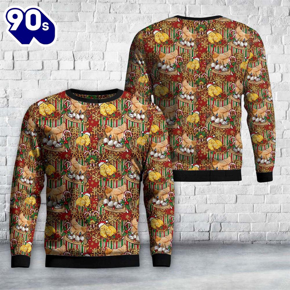 Christmas Chicken And Chicks Leopard Seamless Pattern Sweater Christmas Chicken And Chicks Leopard Seamless Pattern Sweater