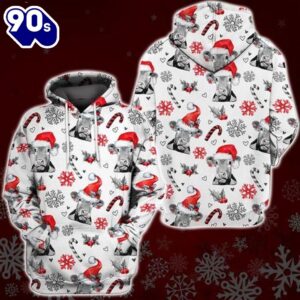 Christmas Cow White Red Christmas Hoodie All Over Print  , Pet Christmas 3d Shirt