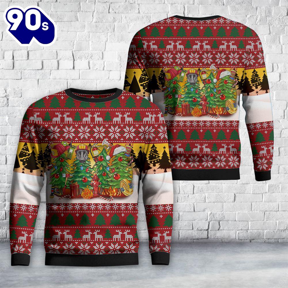 Christmas Firefighter Trees Sweater Christmas Firefighter Trees Sweater