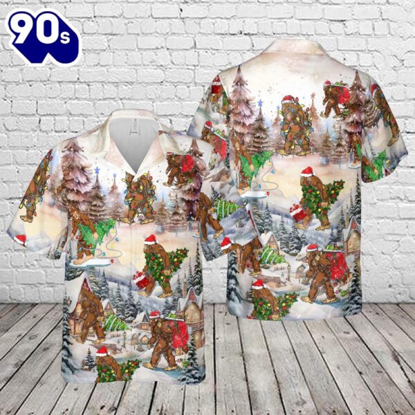 Christmas Holiday Bigfoot Hawaiian Shirt