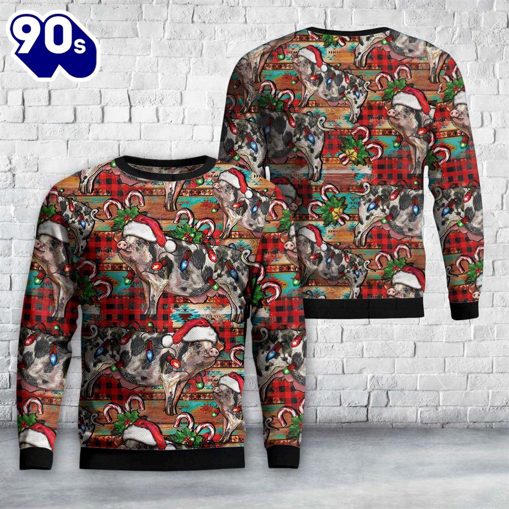 Christmas Pig Aztec With Christmas Ornaments Sweater Christmas Pig Aztec With Christmas Ornaments Sweater