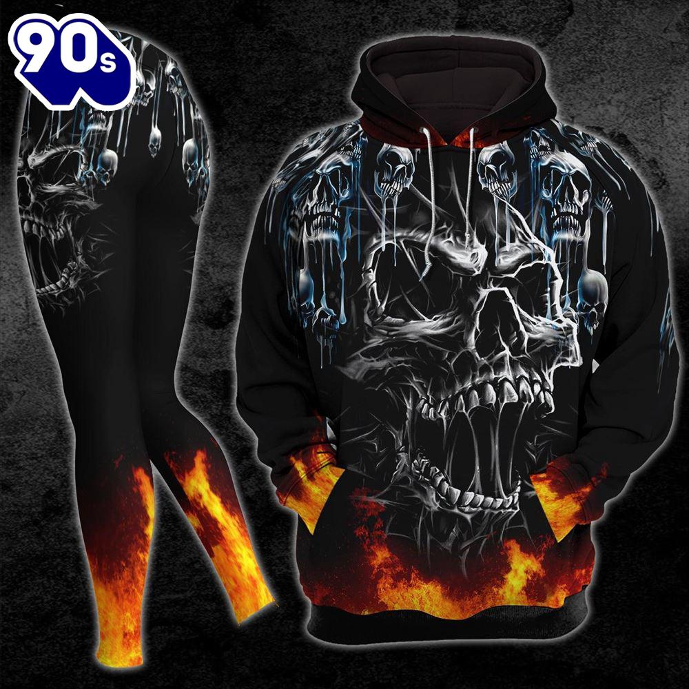 Christmas Skull Fire Combo Hoodie And Leggings Christmas Skull Fire Combo Hoodie And Leggings
