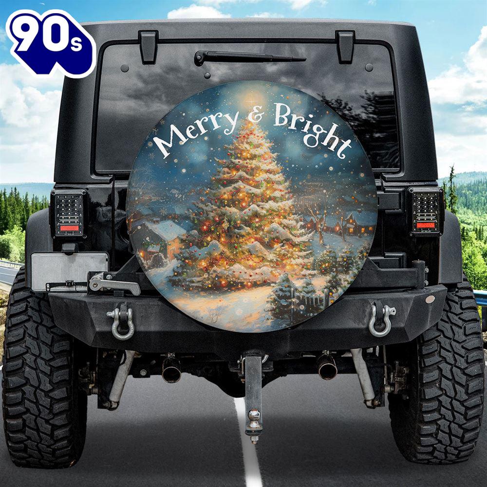 Christmas Tree Merry And Bright Spare Tire Cover - Christian Tire Cover Car Decor Christmas Tree Merry And Bright Spare Tire Cover - Christian Tire Cover Car Decor