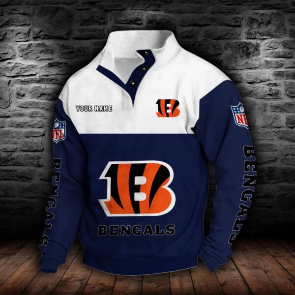 Cincinnati Bengals Double Breasted Stand Collar Hoodie