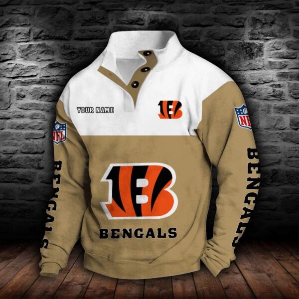 Cincinnati Bengals Double Breasted Stand Collar Hoodie